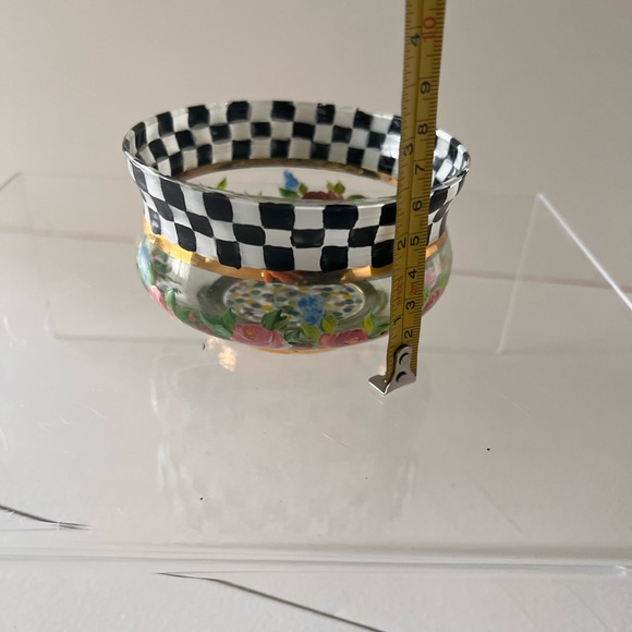 MacKenzie-Childs, Ltd 1983 Small Glass Floral Checkerboard Polka Dot Bowl - Picture 9 of 13